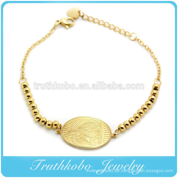 2016 Großhandel Gold Mit Perlen Jungfrau Maria Charme Verlängern Armband Religiöse Gold Bead Katholische Armband